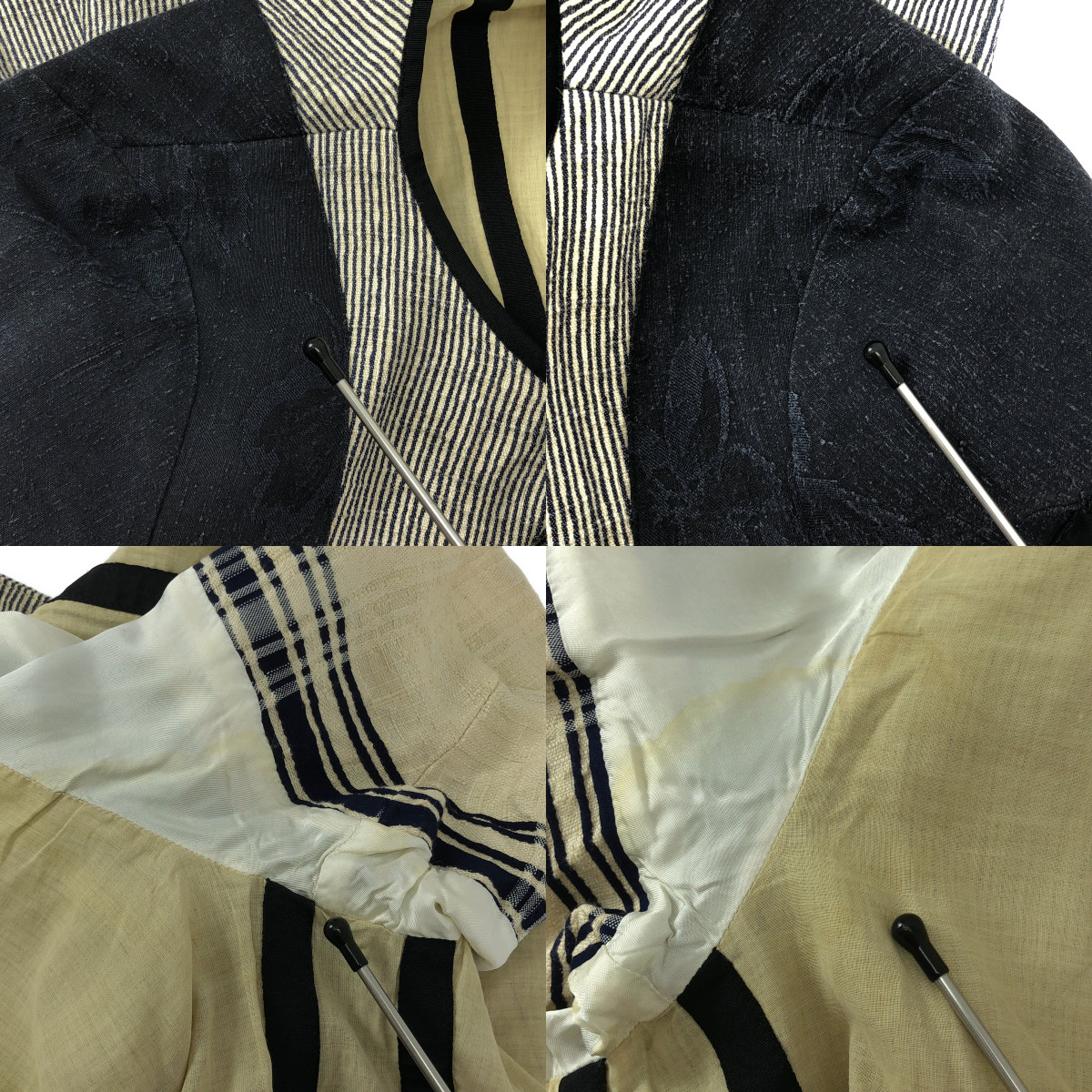 DRIES VAN NOTEN / ドリスヴァンノッテン リネン コットン ストライプ ノーカラーシャツ