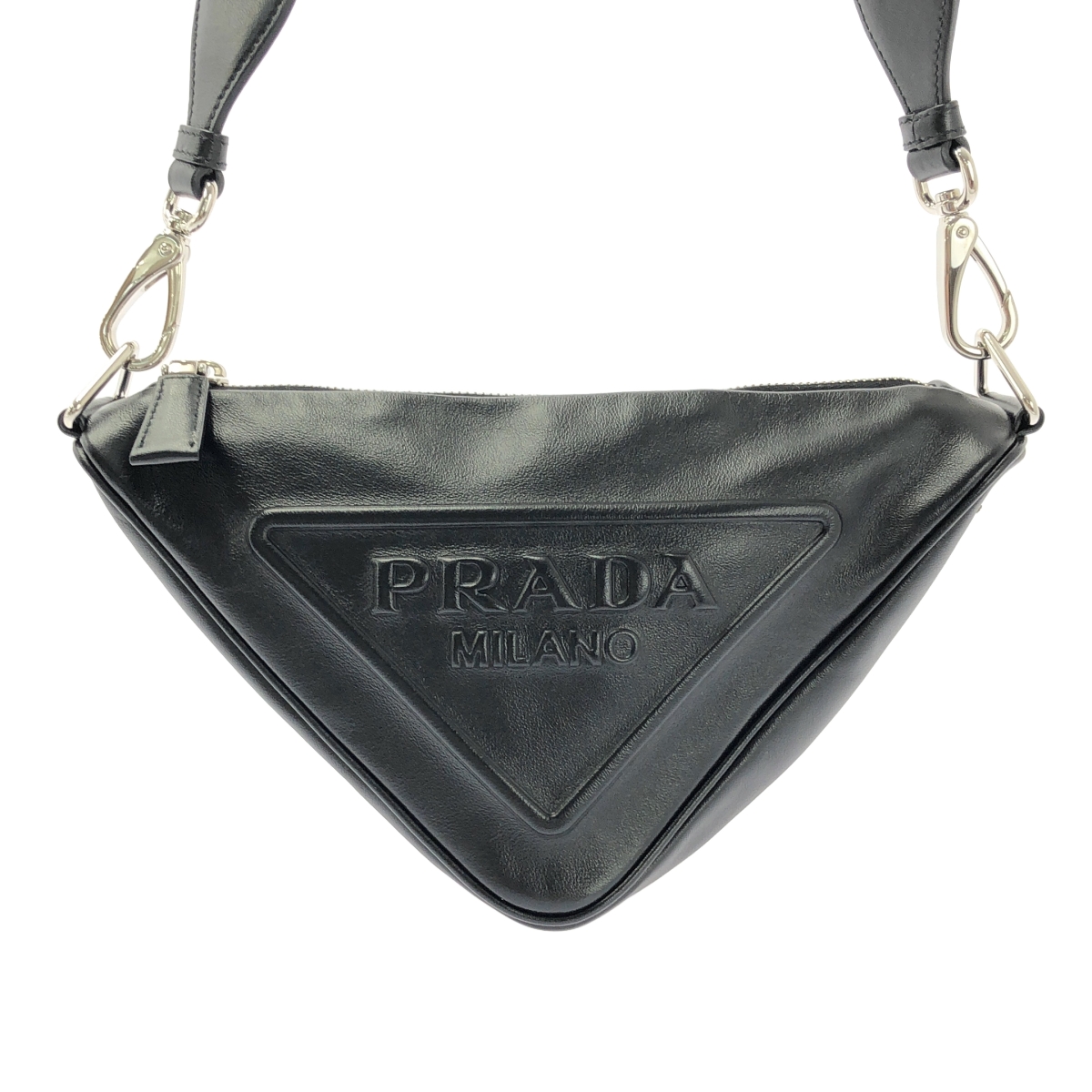 PRADA / プラダ GRACE LUX トライアングル レザー エンボスロゴ ショルダーバッグ / 1BH190