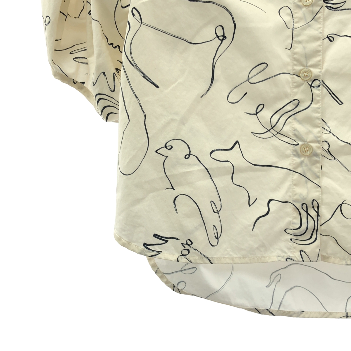 STELLA McCARTNEY / ステラマッカートニー Doodle Print アニマル 総柄 ボウタイ パフスリーブ 7分袖ブラウス