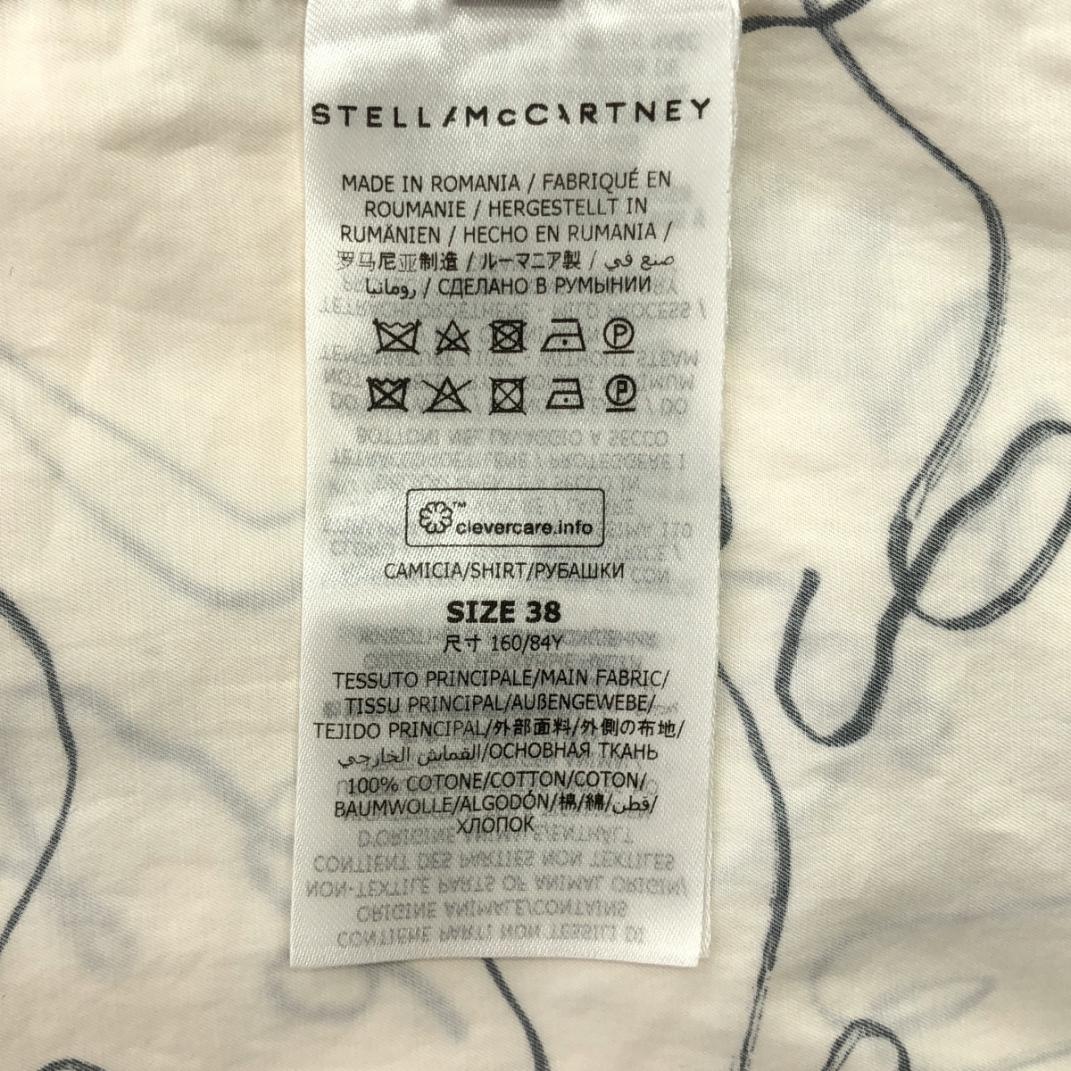 STELLA McCARTNEY / ステラマッカートニー Doodle Print アニマル 総柄 ボウタイ パフスリーブ 7分袖ブラウス