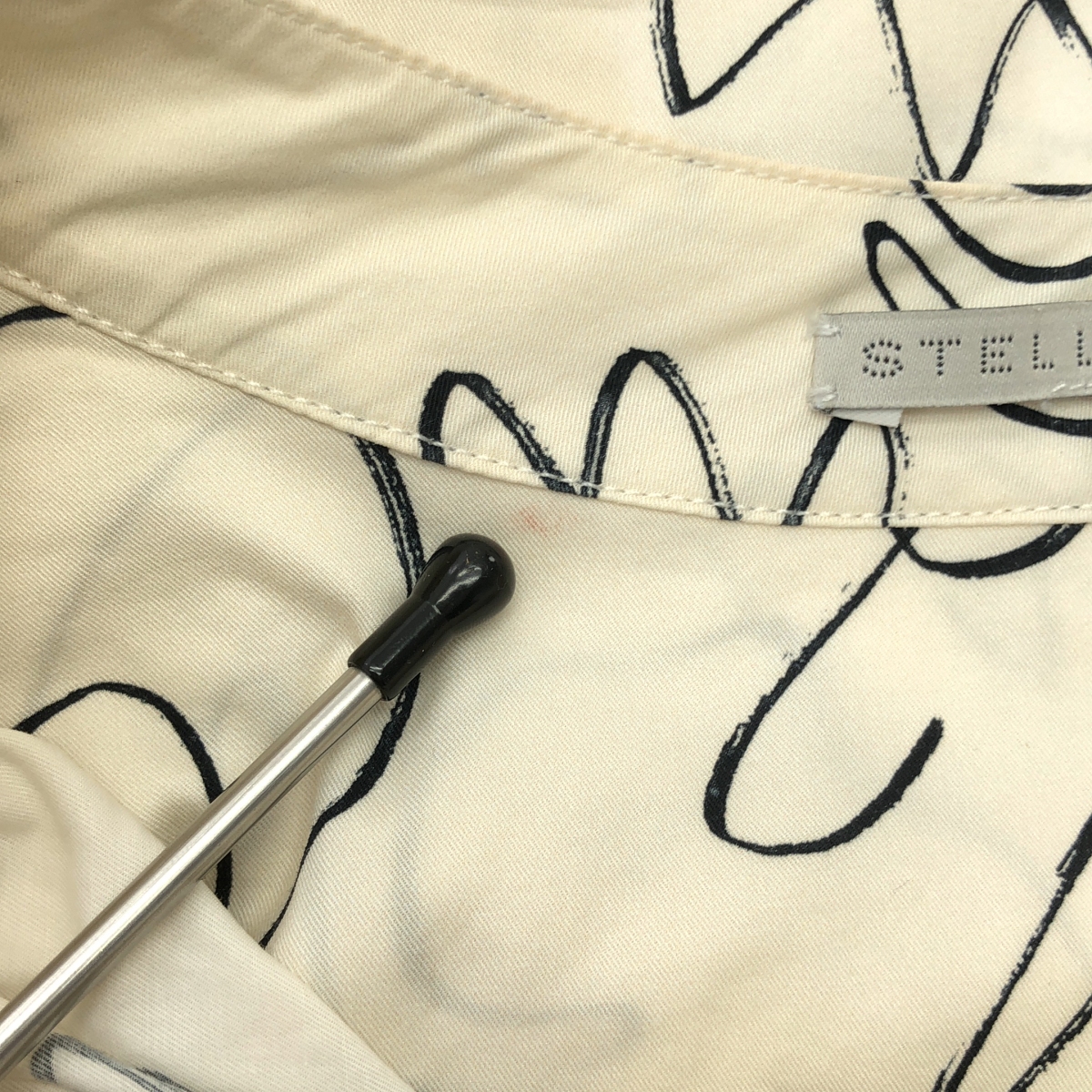 STELLA McCARTNEY / ステラマッカートニー Doodle Print アニマル 総柄 ボウタイ パフスリーブ 7分袖ブラウス