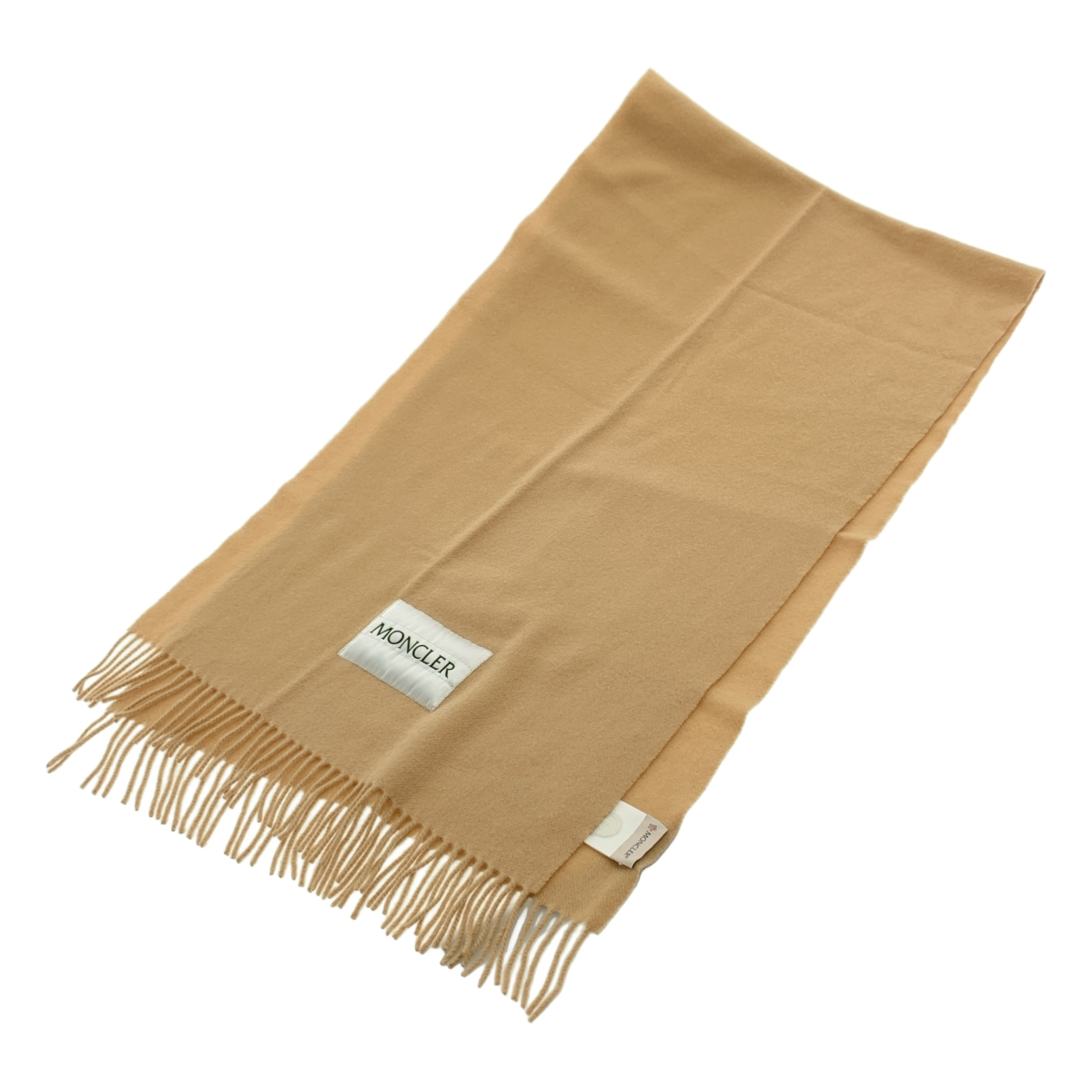 MONCLER / モンクレール SCIARPA / ウール ロゴパッチ 大判 フリンジ ストール マフラー