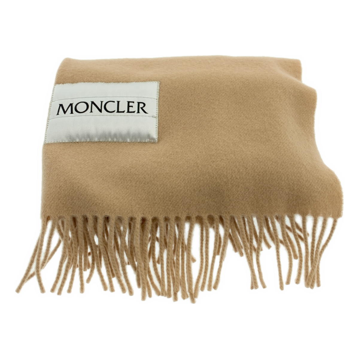 MONCLER / モンクレール SCIARPA / ウール ロゴパッチ 大判 フリンジ ストール マフラー
