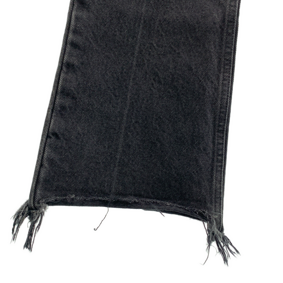 INSCRIRE / アンスクリア Flare Denim / ロゴレザーパッチ カットオフ ブラックデニム フレアパンツ