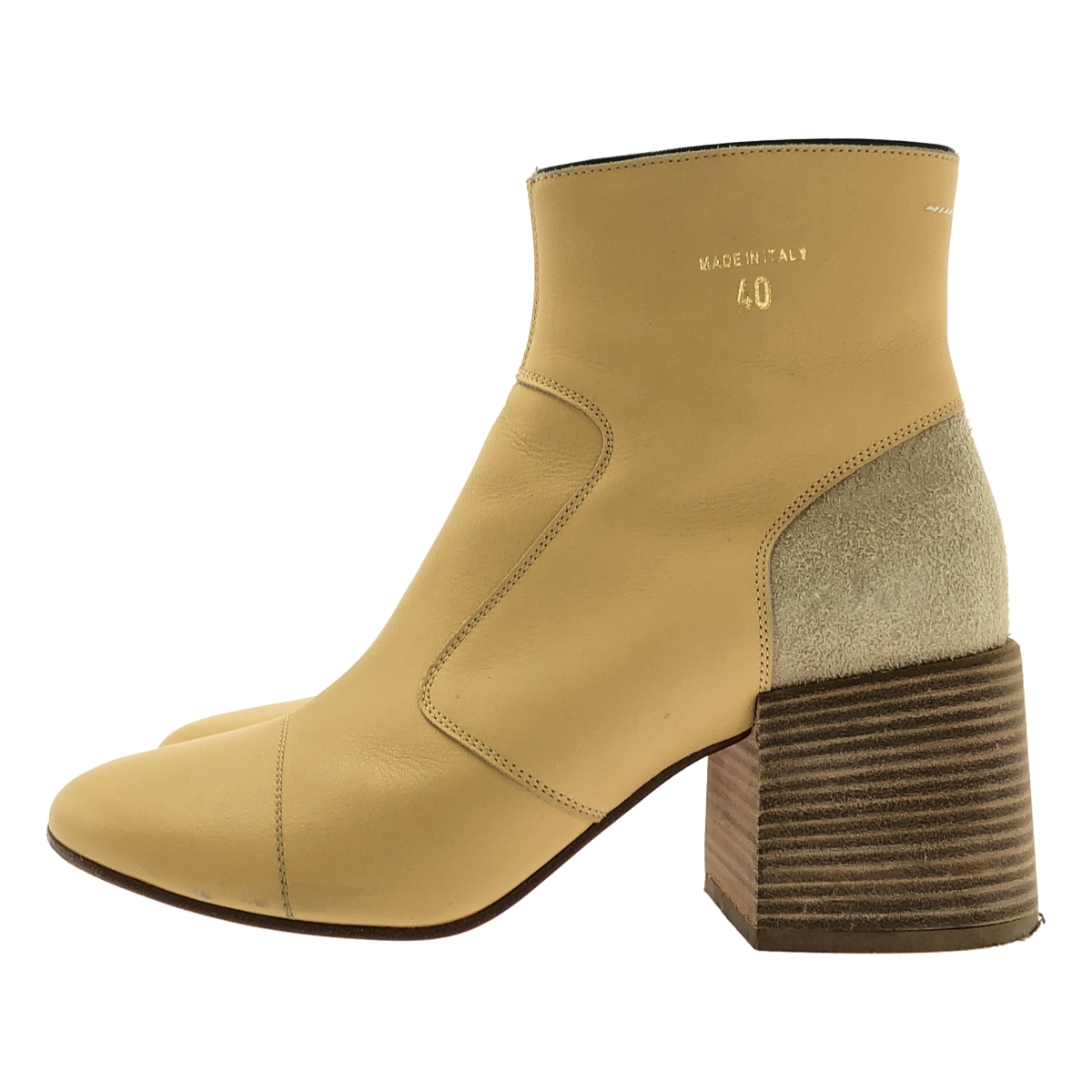 MM6 Maison Margiela / エムエムシックスメゾンマルジェラ ラウンドトゥ レザー チャンキーヒール ブーツ