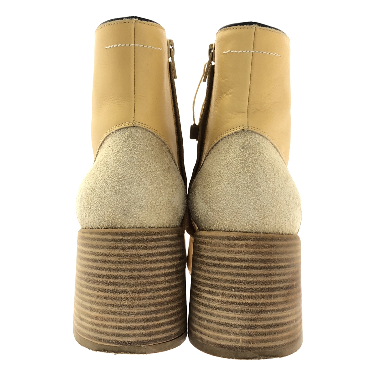 MM6 Maison Margiela / エムエムシックスメゾンマルジェラ ラウンドトゥ レザー チャンキーヒール ブーツ