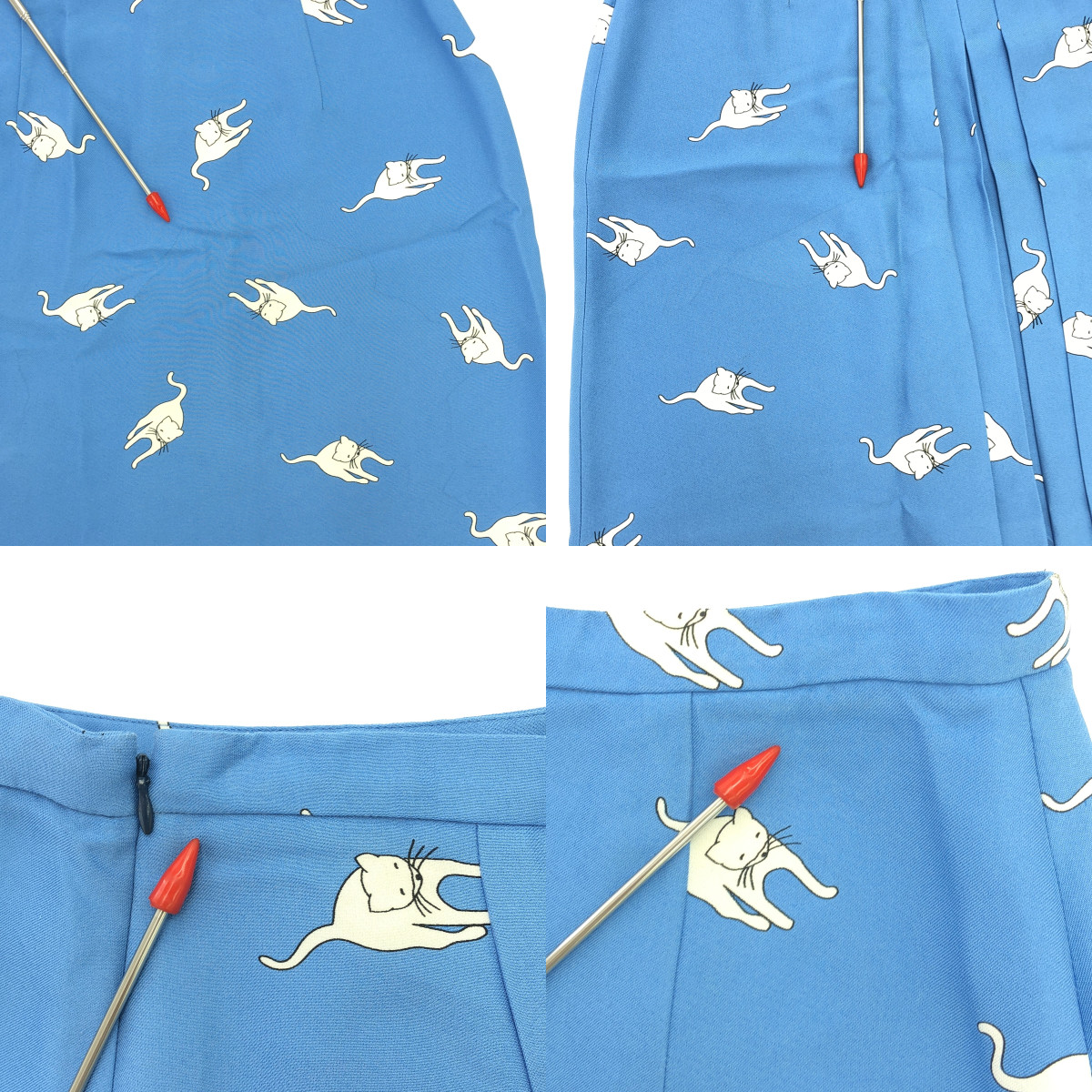 miu miu / ミュウミュウ 猫プリント フロント プリーツ スカート