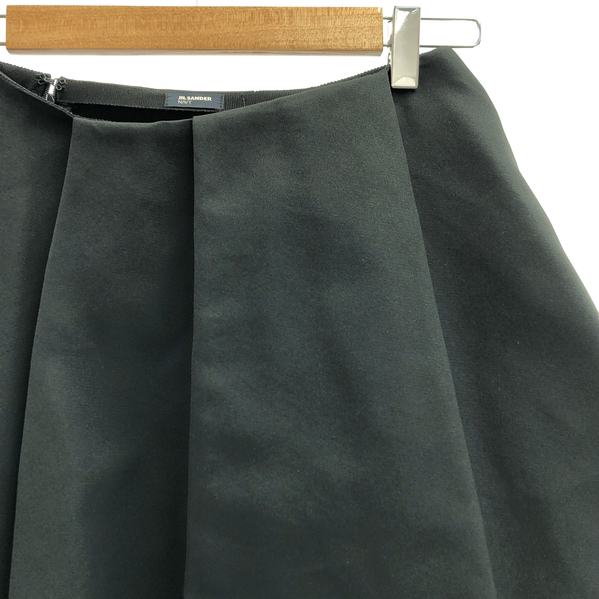 JIL SANDER NAVY / ジルサンダーネイビー コットン シルク タック フレアスカート