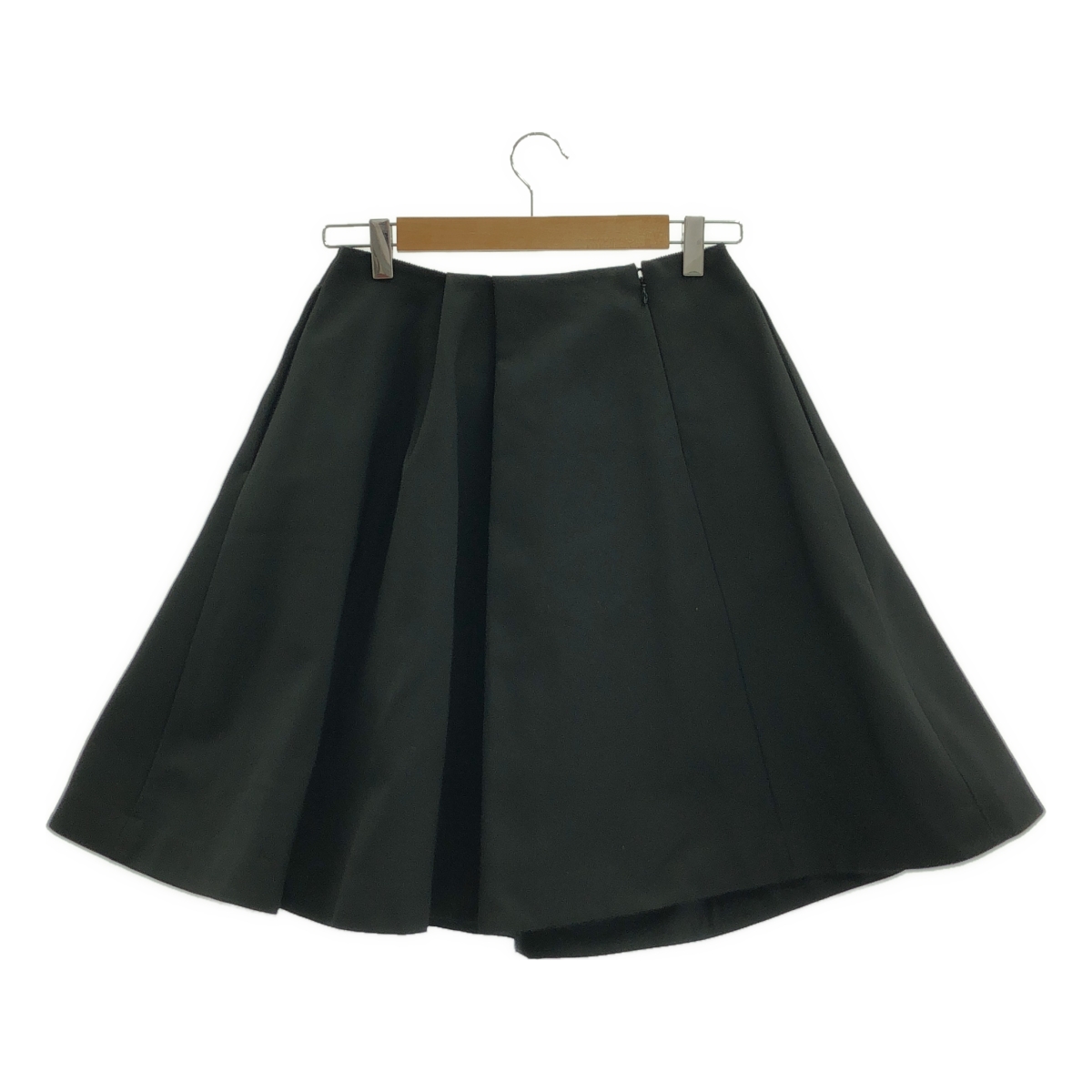 JIL SANDER NAVY / ジルサンダーネイビー コットン シルク タック フレアスカート