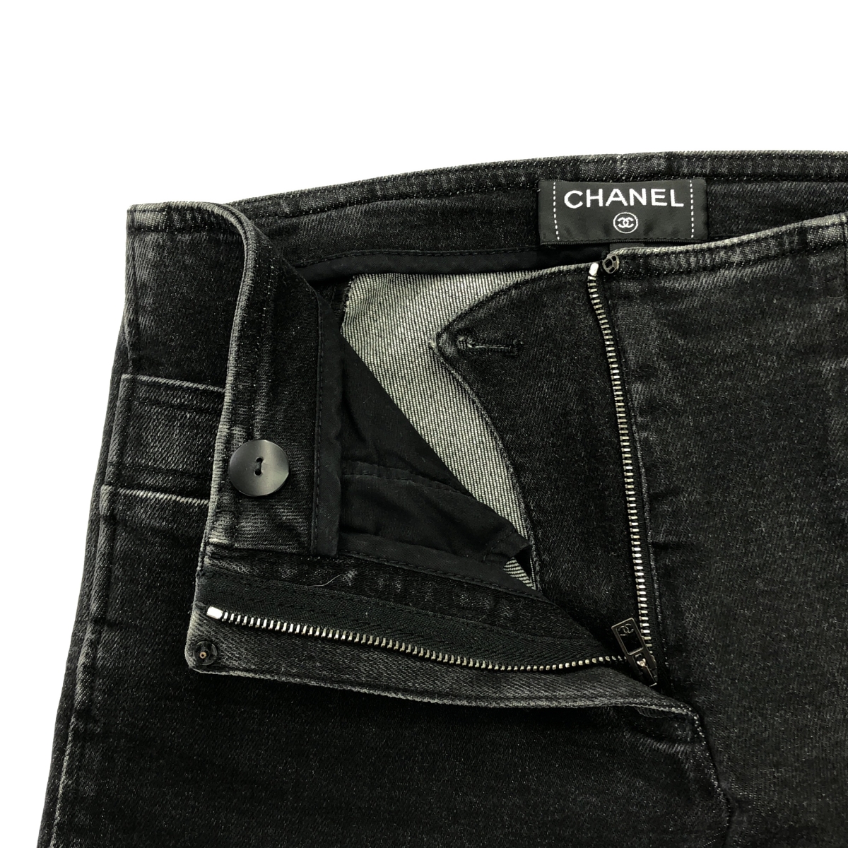 CHANEL / シャネル ココマークジップ ビジュー装飾 デニムパンツ