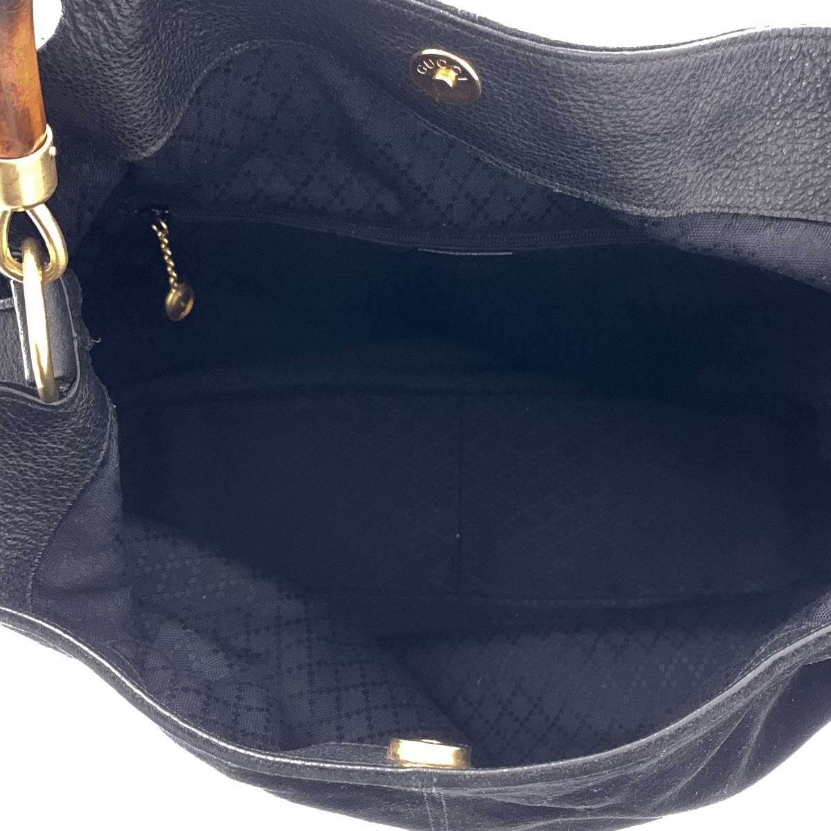 GUCCI / グッチ 2way ショルダー付き スエード切替 レザー バンブーハンドル バッグ / ロゴ総裏地 / ユニセックス