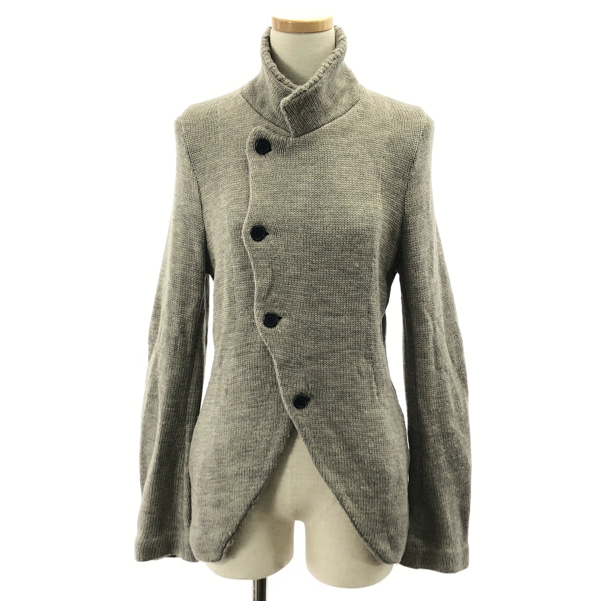 Y’s Red Labe / ワイズレッドレーベル ウール 変形 ロング ニット カーディガン