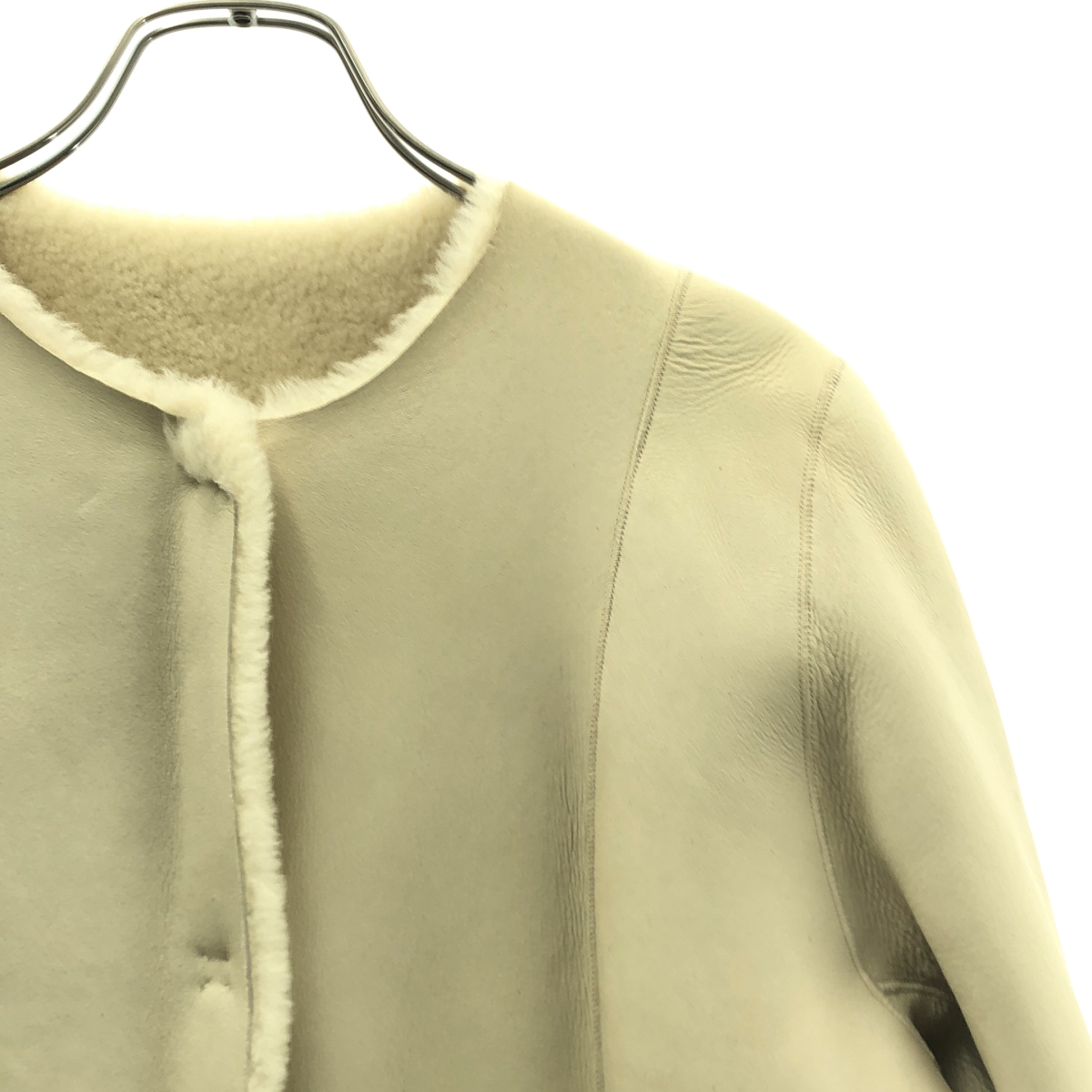 UNITED ARROWS / ユナイテッドアローズ リアルムートンレザー ボア ノーカラー コート