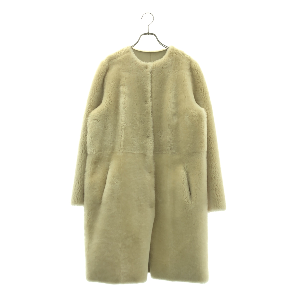 UNITED ARROWS / ユナイテッドアローズ リアルムートンレザー ボア ノーカラー コート