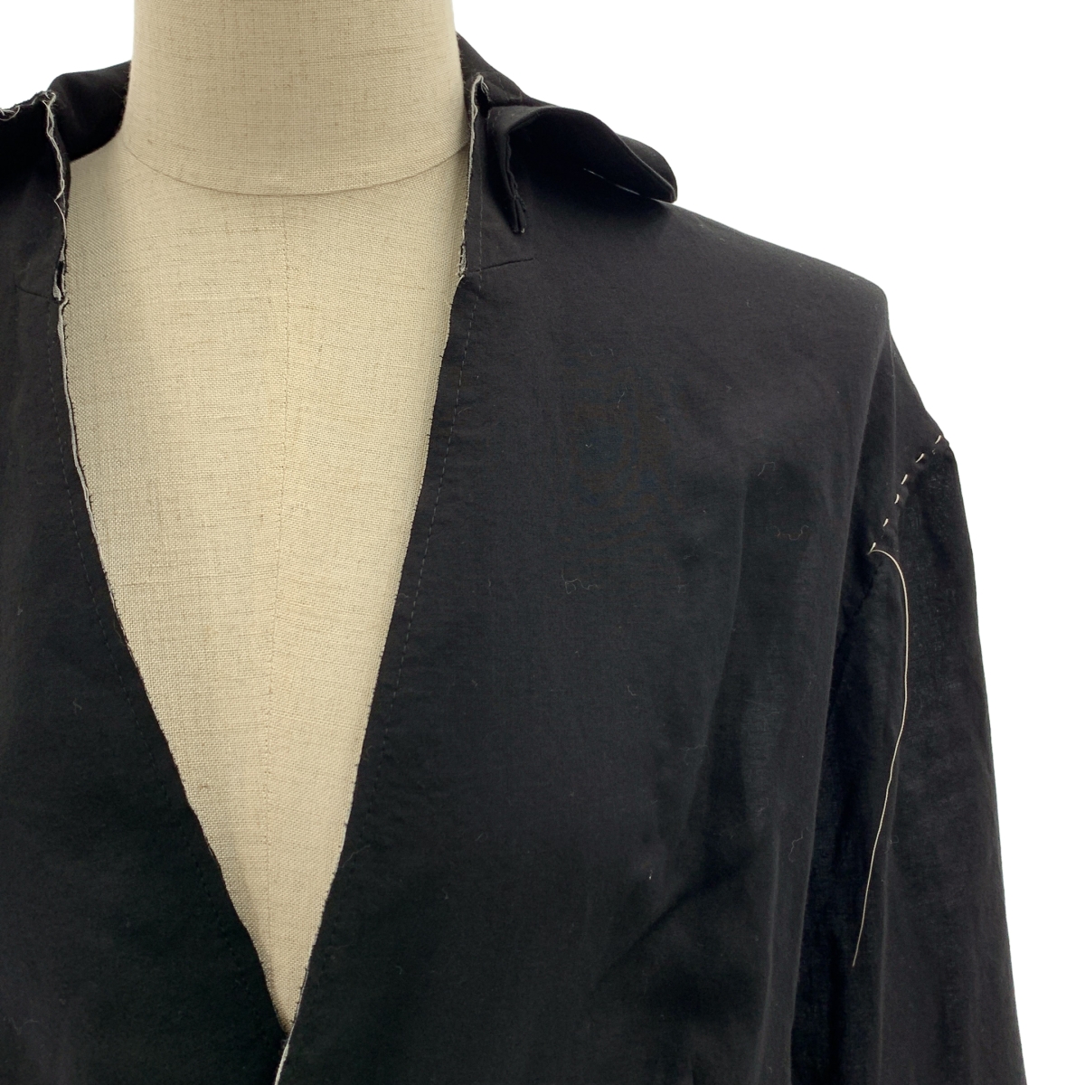 YOHJI YAMAMOTO +NOIR / ヨウジヤマモトプリュスノアール 変形 アシンメトリー ステッチワーク ロング ジャケット