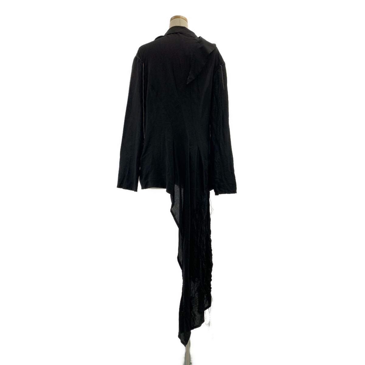 YOHJI YAMAMOTO +NOIR / ヨウジヤマモトプリュスノアール 変形 アシンメトリー ステッチワーク ロング ジャケット