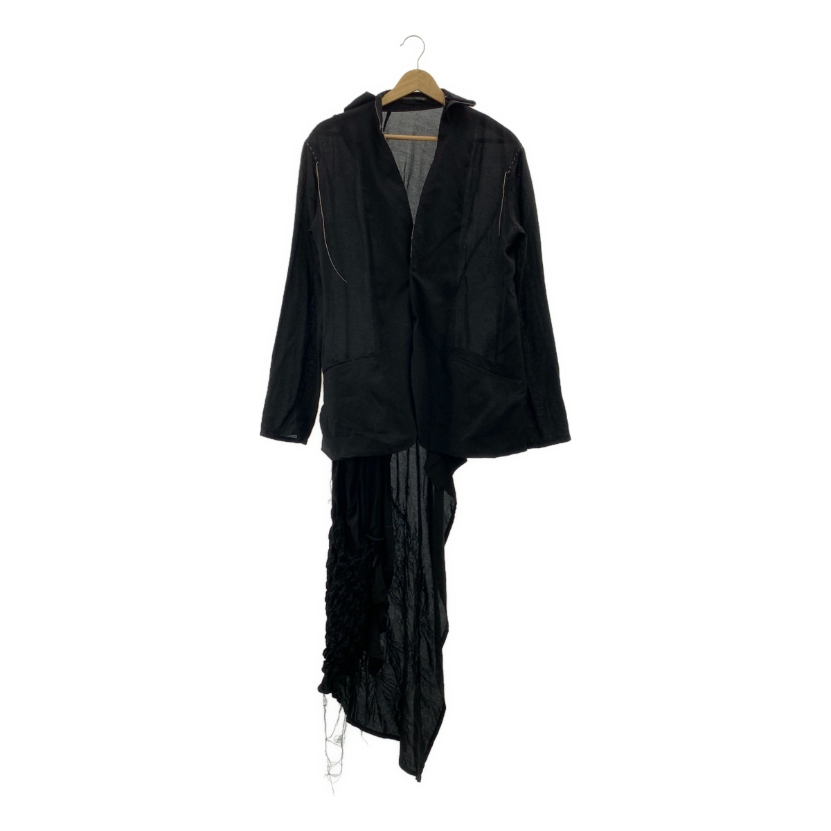 YOHJI YAMAMOTO +NOIR / ヨウジヤマモトプリュスノアール 変形 アシンメトリー ステッチワーク ロング ジャケット
