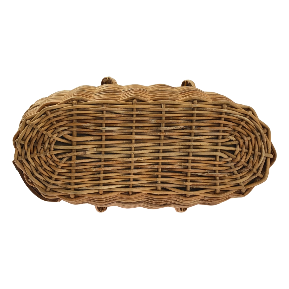 ebagos / エバゴス ラビットファー被せ 紅籐 レザーハンドル かごバッグ