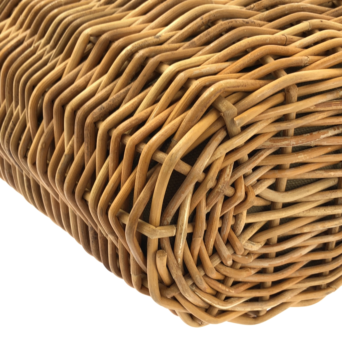 ebagos / エバゴス ラビットファー被せ 紅籐 レザーハンドル かごバッグ