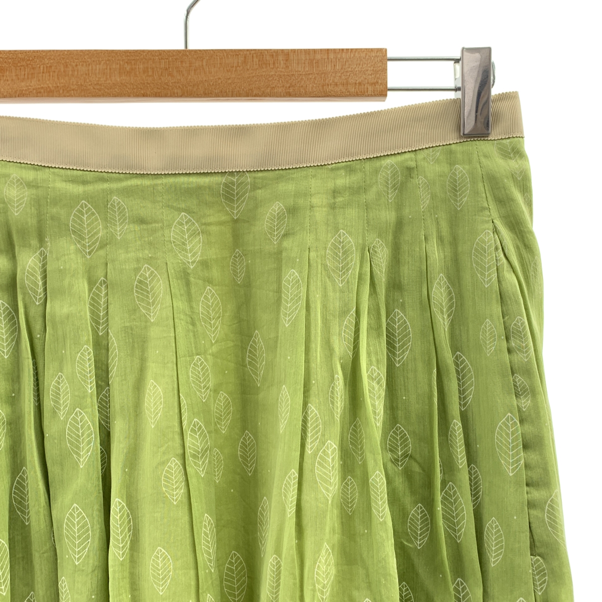 MARGARET HOWELL / マーガレットハウエル コットン シルク 総柄 リーフ スカート