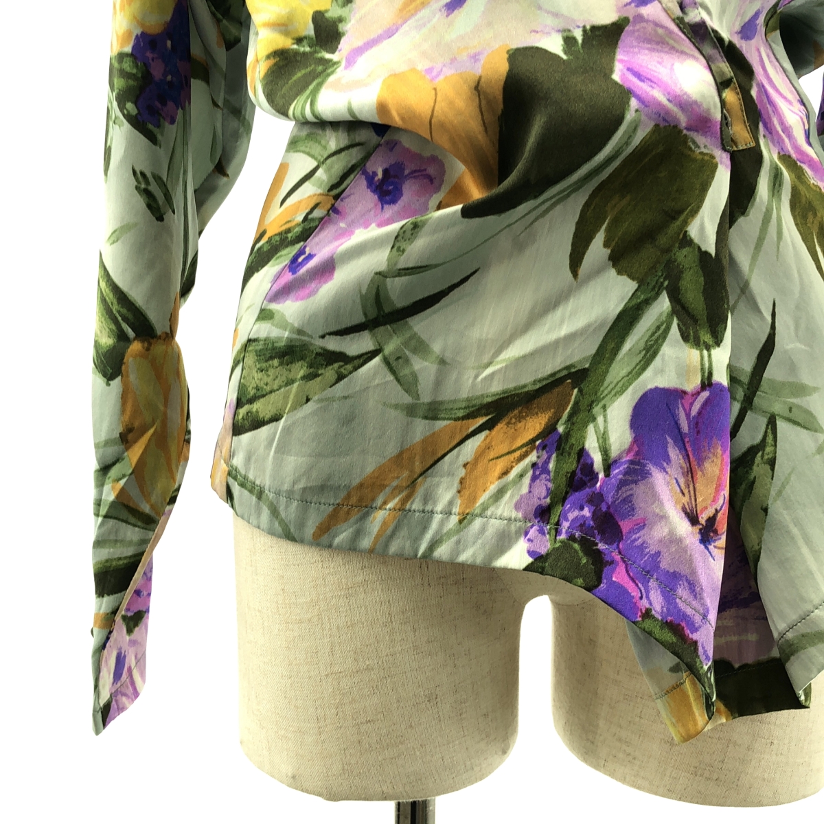 DRIES VAN NOTEN / ドリスヴァンノッテン シルク ウエストボタン フラワー プルオーバーブラウス シャツ