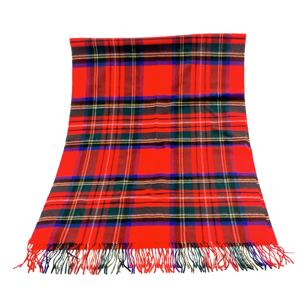 JOHNSTONS OF ELGIN / ジョンストンズオブエルガン カシミヤ チェック フリンジ ロング ストール