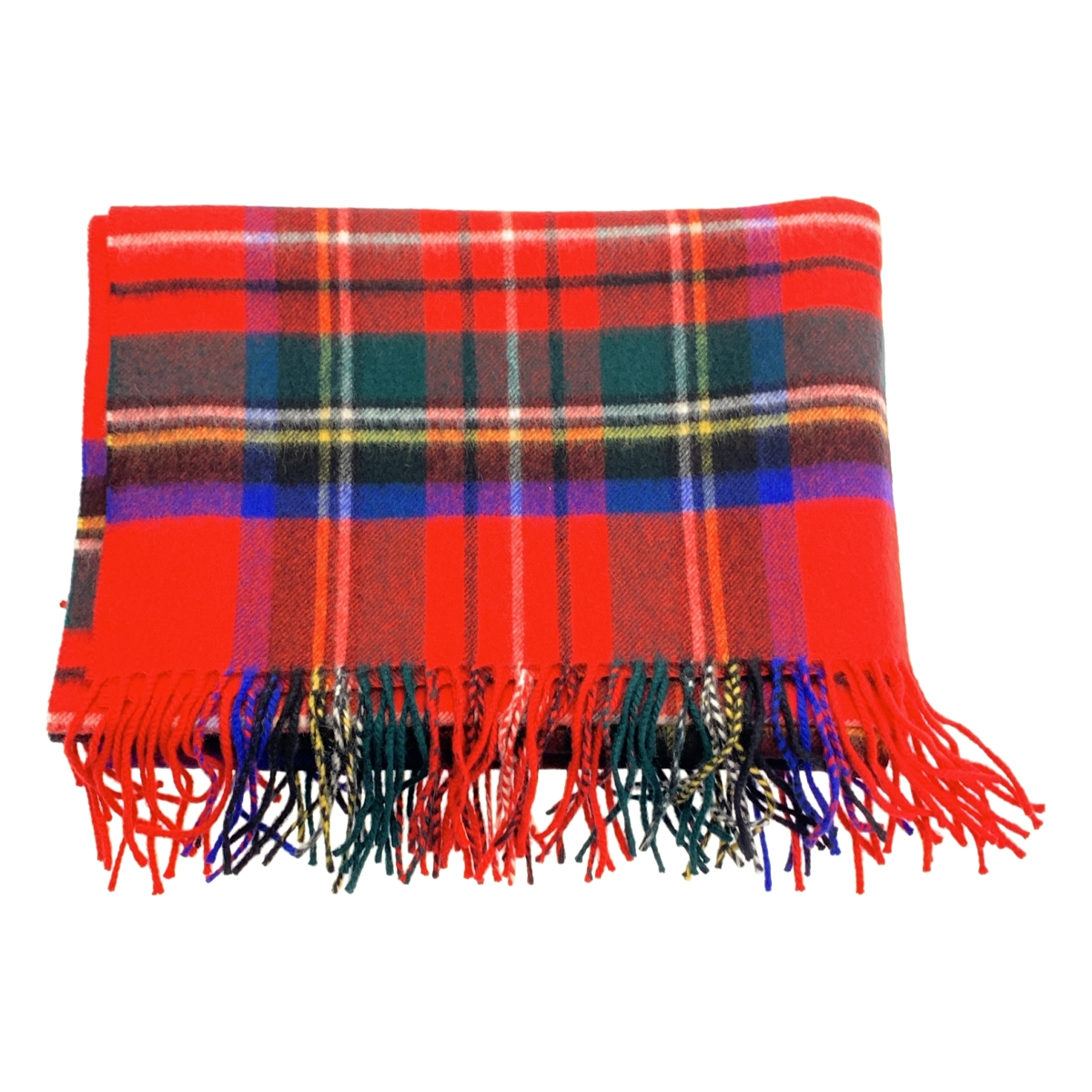 JOHNSTONS OF ELGIN / ジョンストンズオブエルガン カシミヤ チェック フリンジ ロング ストール