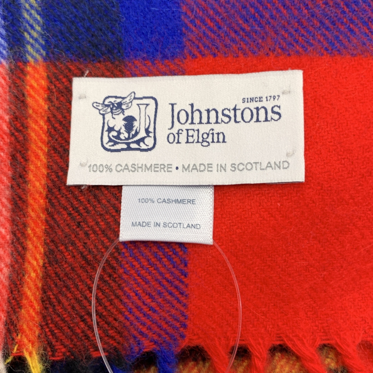 JOHNSTONS OF ELGIN / ジョンストンズオブエルガン カシミヤ チェック フリンジ ロング ストール