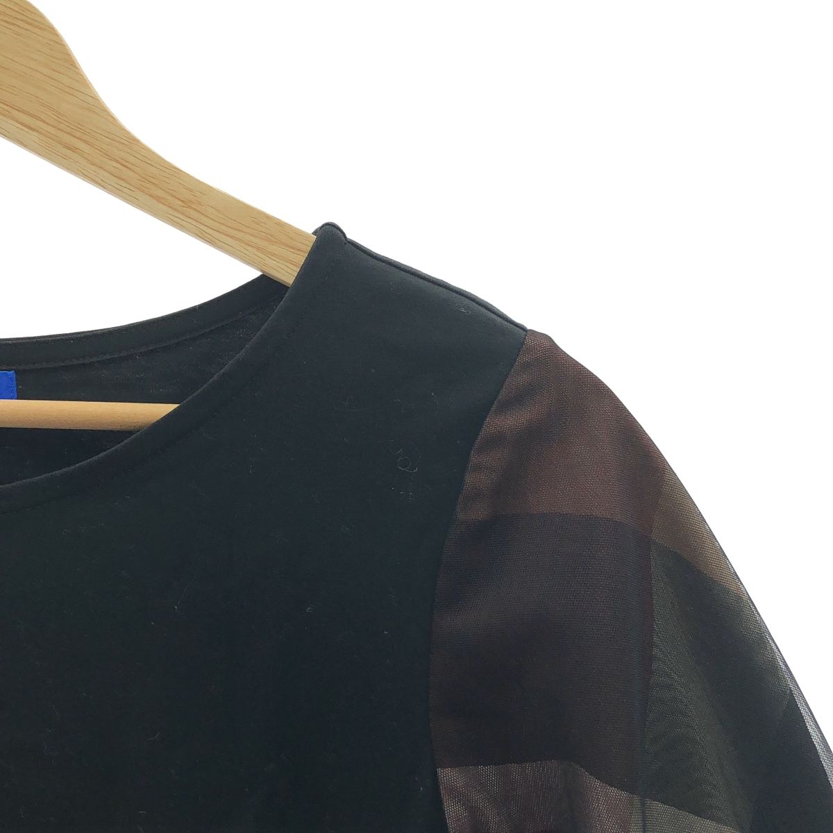 その他 チュールレイヤード チェック袖 半袖 カットソー