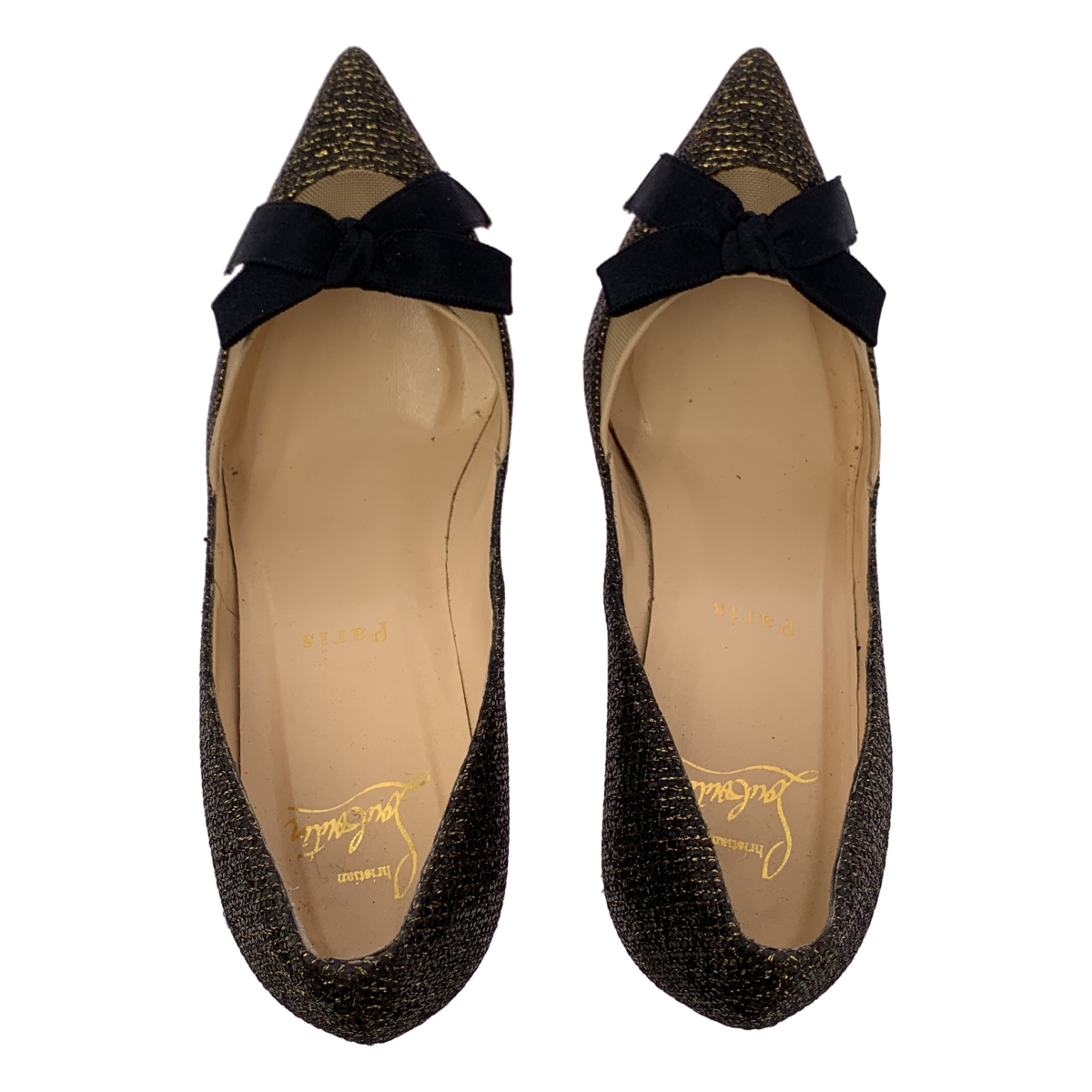 Christian Louboutin / クリスチャンルブタン リボン オープントゥ パンプス