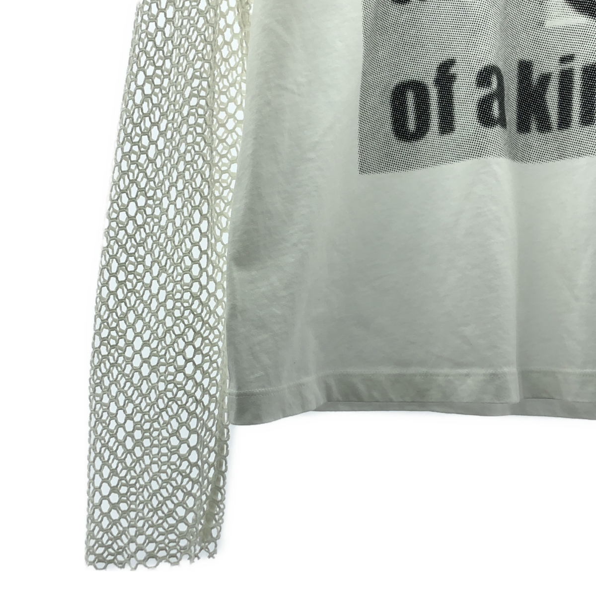MM6 Maison Margiela / エムエムシックスメゾンマルジェラ かぎ編み メッシュスリーブ レイヤード プリント Tシャツ カットソー