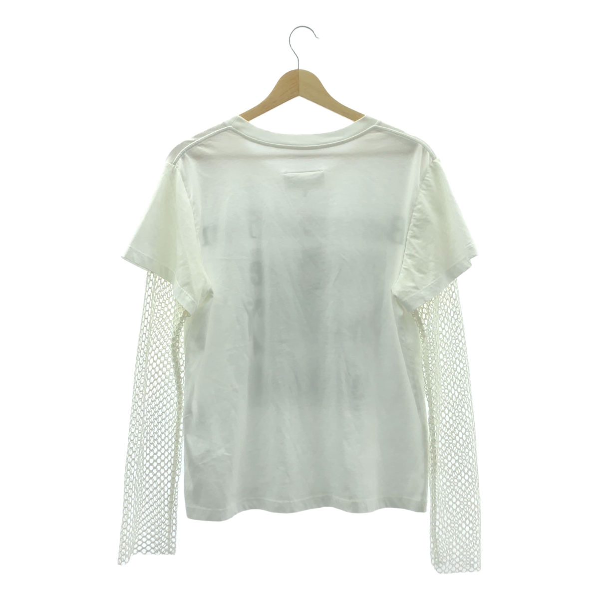 MM6 Maison Margiela / エムエムシックスメゾンマルジェラ かぎ編み メッシュスリーブ レイヤード プリント Tシャツ カットソー