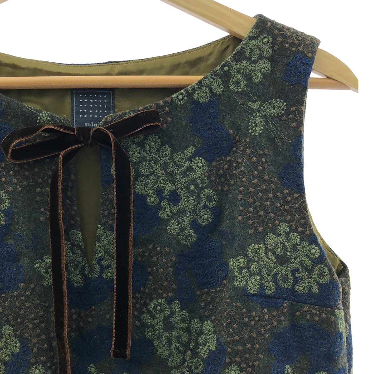 mina perhonen / ミナペルホネン happy camouflage / エンブロイダリー ワンピース / 総裏地