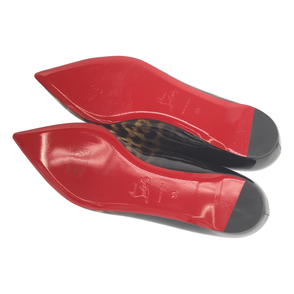 Christian Louboutin / クリスチャンルブタン パテントレザー レオパード フラット シューズ