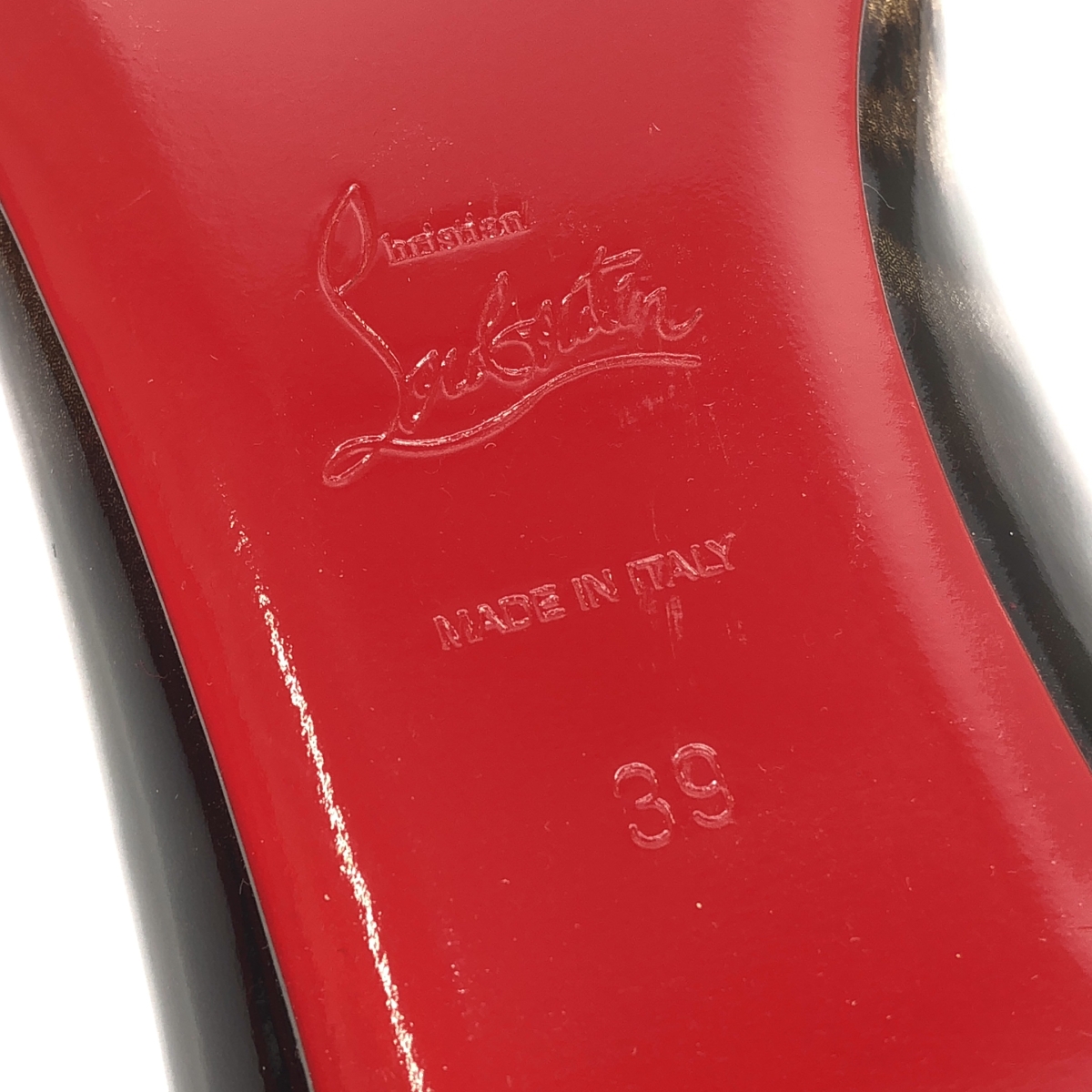 Christian Louboutin / クリスチャンルブタン パテントレザー レオパード フラット シューズ