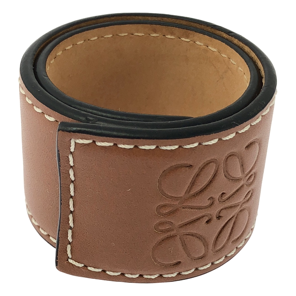 LOEWE / ロエベ レザー アナグラム 型押し バングル ブレスレット