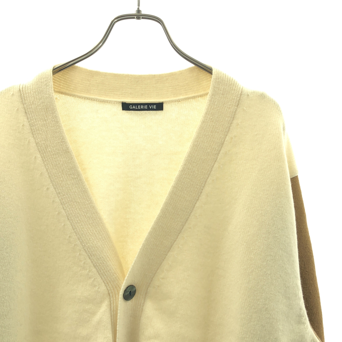 GALERIE VIE / ギャルリーヴィー ウール バイカラー エルボーパッチ ニット カーディガン