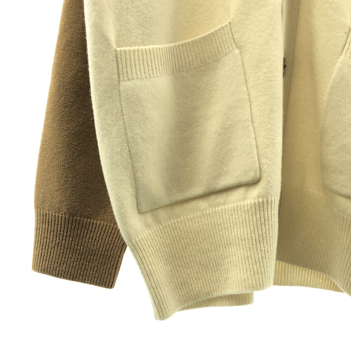 GALERIE VIE / ギャルリーヴィー ウール バイカラー エルボーパッチ ニット カーディガン