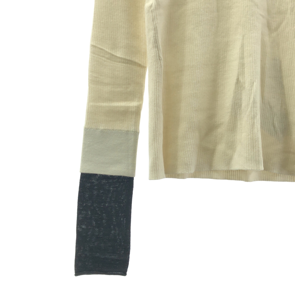 その他 バイカラー袖口レイヤードリブニット