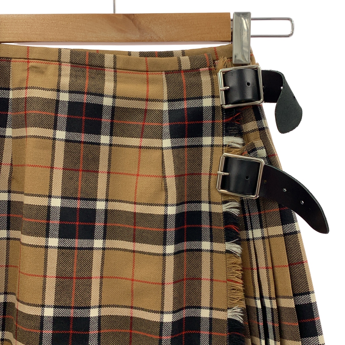 O'NEIL OF DUBLIN / オニールオブダブリン レザーベルト プリーツ ラップ キルトスカート