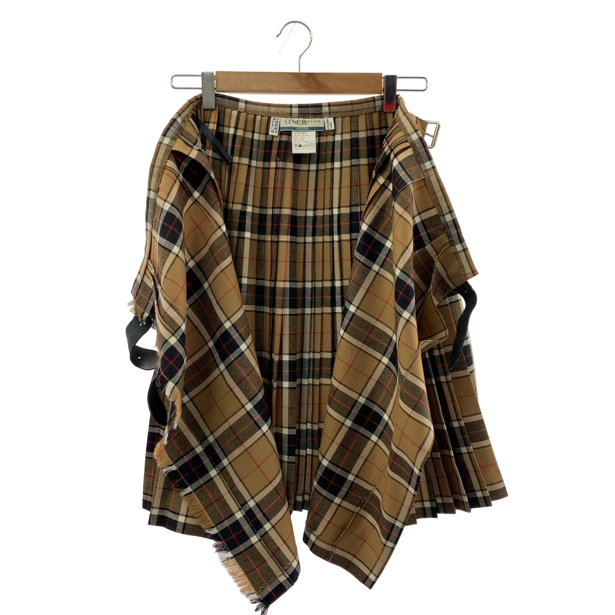 O'NEIL OF DUBLIN / オニールオブダブリン レザーベルト プリーツ ラップ キルトスカート