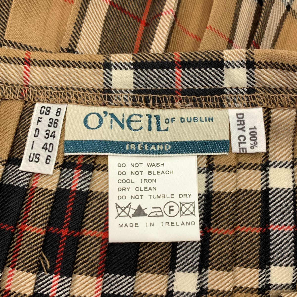 O'NEIL OF DUBLIN / オニールオブダブリン レザーベルト プリーツ ラップ キルトスカート