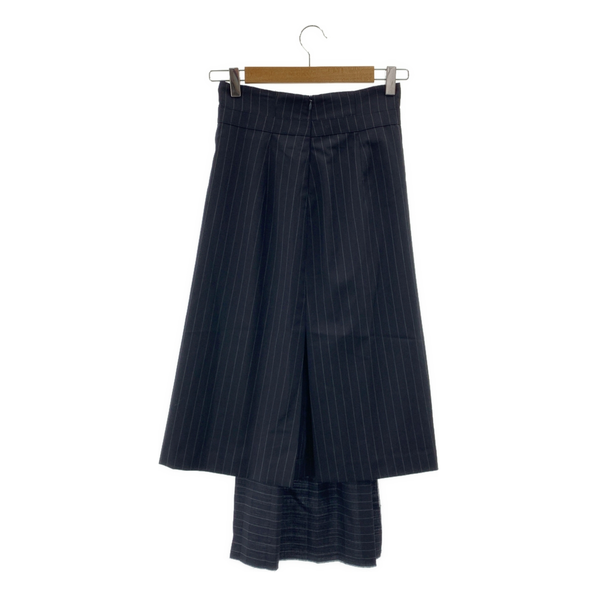 Off-White / オフホワイト ウール ストライプ アシンメトリー プリーツスカート