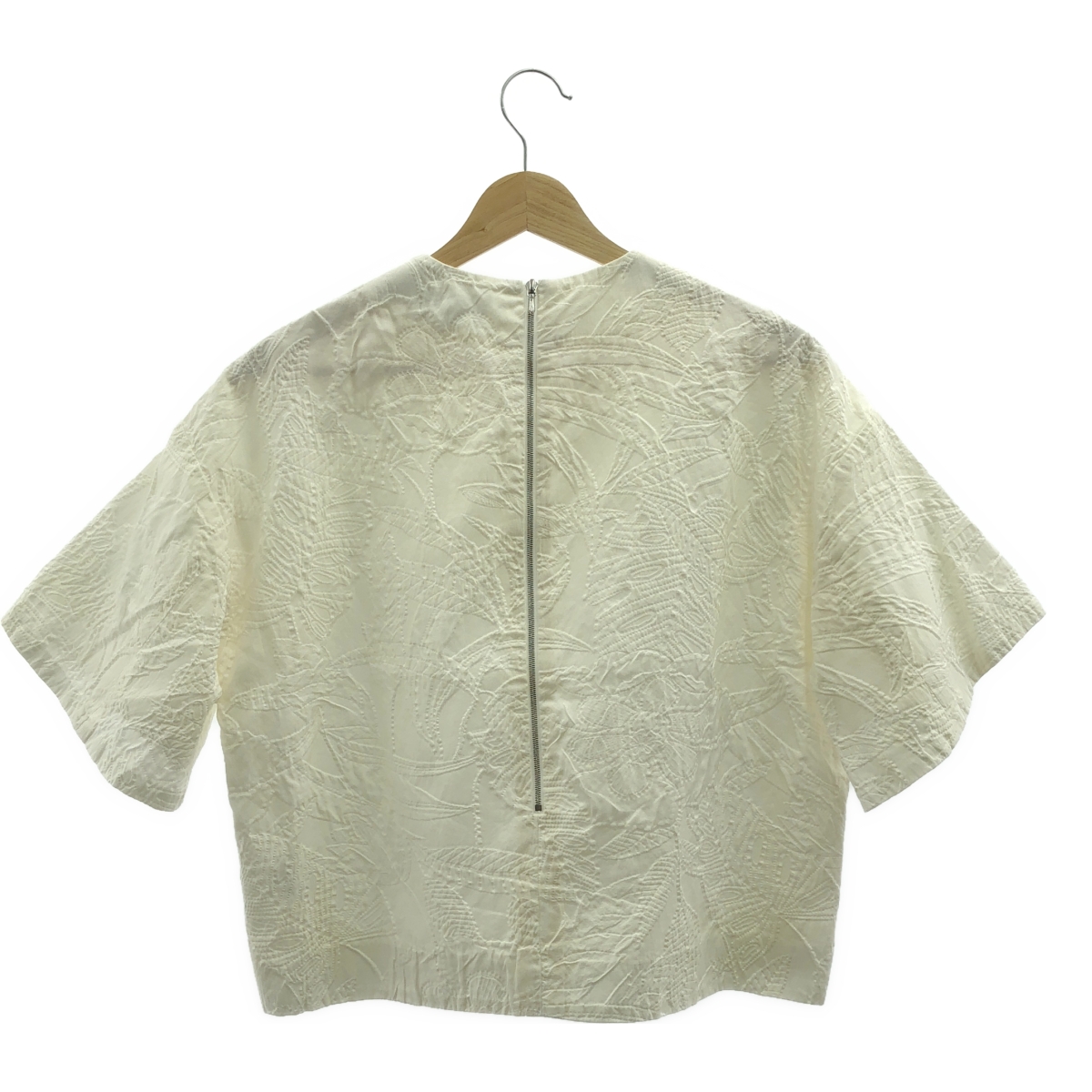 Drawer / ドゥロワー バックジップ マトラッセショートスリーブ ブラウス