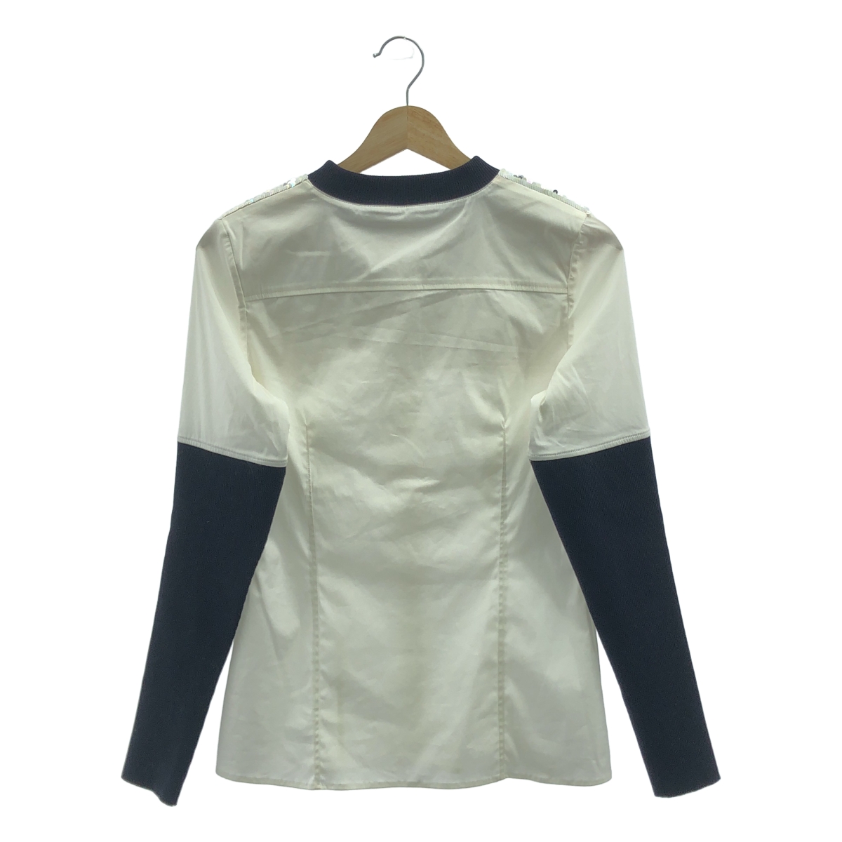 Christian Dior / クリスチャンディオール スパンコール 装飾 ニット切替 ロングスリーブシャツ