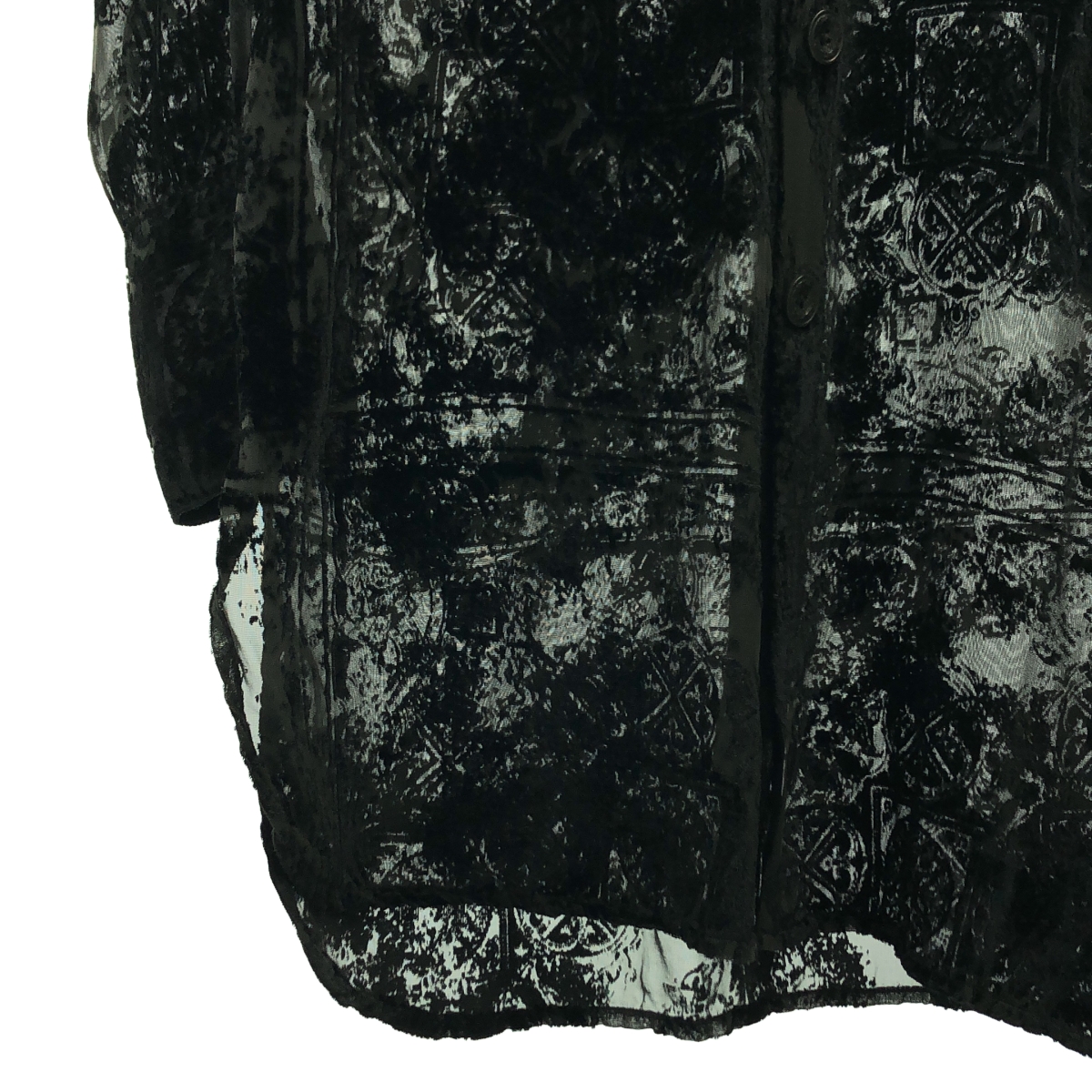 GEOFFREY B.SMALL / ジェフリーBスモール Limited Edition / hand dyed como silk and viscose velvet burn out 絵画柄 ベルベット ロングシャツ