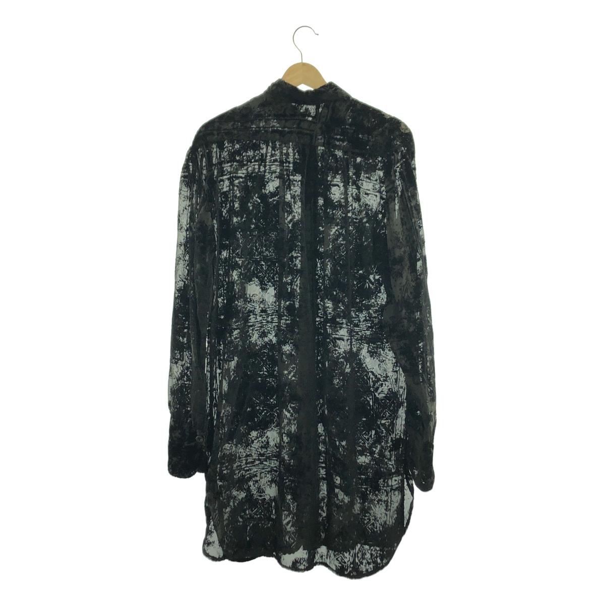 GEOFFREY B.SMALL / ジェフリーBスモール Limited Edition / hand dyed como silk and viscose velvet burn out 絵画柄 ベルベット ロングシャツ