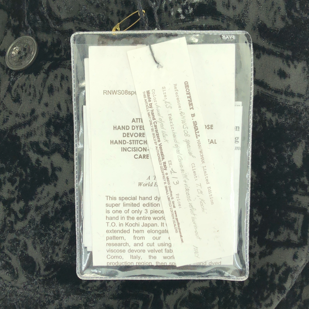 GEOFFREY B.SMALL / ジェフリーBスモール Limited Edition / hand dyed como silk and viscose velvet burn out 絵画柄 ベルベット ロングシャツ