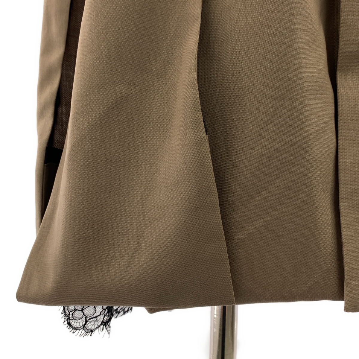 sacai / サカイ Chiffon Mix Suiting Shirt  / レースドッキング ロゴボタン ボリューム ノースリーブ ブラウス シャツ