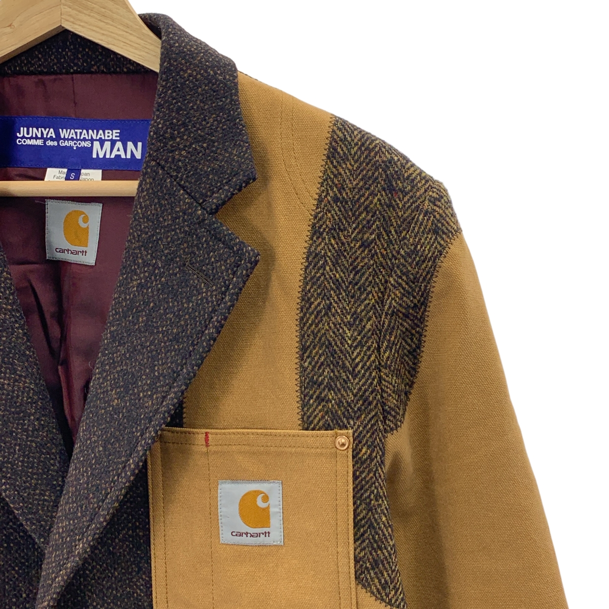 JUNYA WATANABE COMME des GARCONS MAN / ジュンヤワタナベコムデギャルソンマン ×CARHARTT カーハート / 再構築 ツイード切替 ダック テーラードジャケット